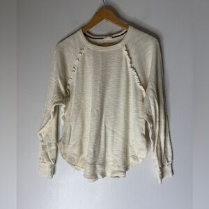 pilcro anthropologie Ruffled Raglan Thermal Long‎ Sleeve Top Small